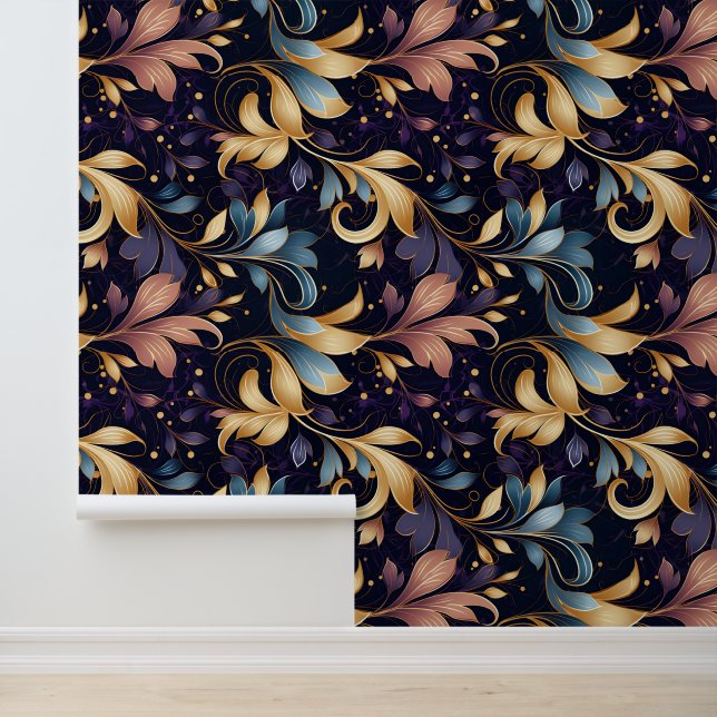 Luxurious Abstract Leafy Pattern Wallpaper (Application)