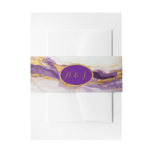 Luxurious Amethyst Purple & Gold Wedding Invitation Belly Band