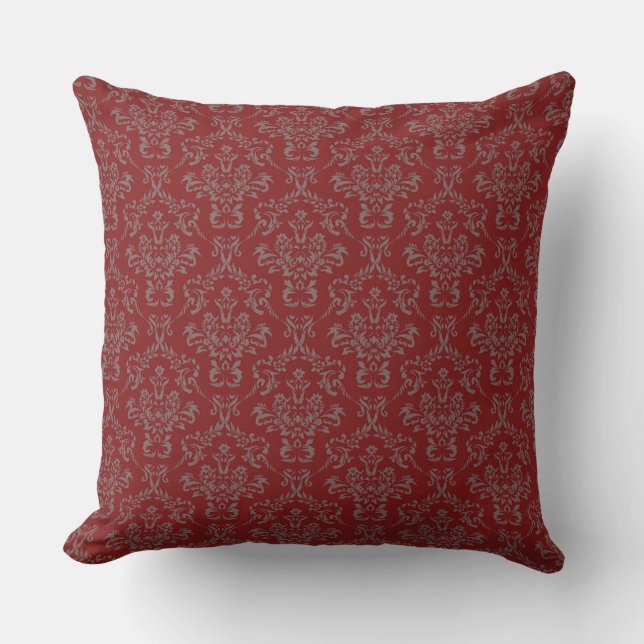 Luxurious and Elegant Ornate Damask Pattern Throw Pillow (Front)