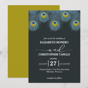 Luxurious and Elegant Peacock Feather Wedding Invitation