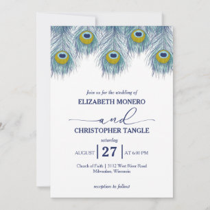 Luxurious and Elegant   Peacock Feather Wedding Invitation