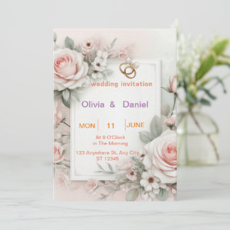 Luxurious and elegant wedding invitation with ligh