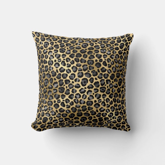 LUXURIOUS ANIMAL PRINT LEOPARD GOLD CUSHION (Front)