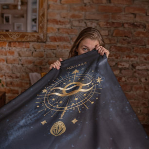 Luxurious Aquarius Zodiac Fleece Blanket