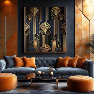 Luxurious Art Deco Gold Fan Pattern Canvas Print