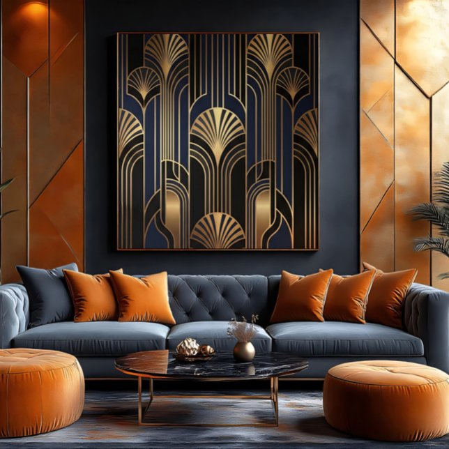 Luxurious Art Deco Gold Fan Pattern Canvas Print (Creator Uploaded)