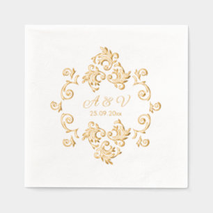 Luxurious Art Nouveau Monogram Foil Napkins