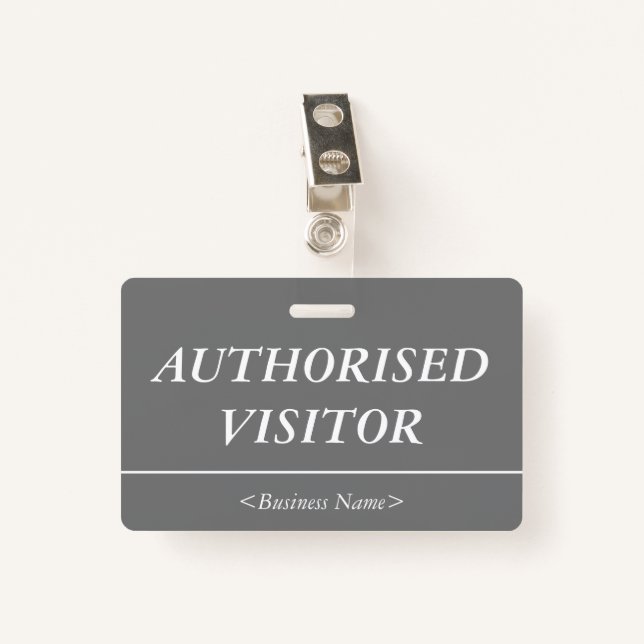 Luxurious "AUTHORISED VISITOR" Badge (Front with Clip)