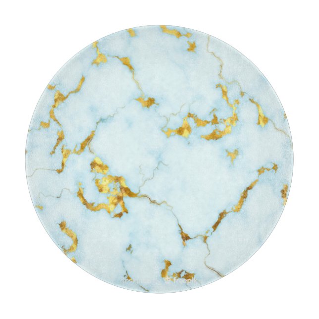 Luxurious Azure Gilded Pottery Motif Ceramic  Art Cutting Board (Front)