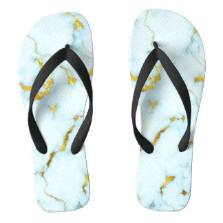 Luxurious Azure Gilded Pottery Motif Ceramic Art Flip Flops