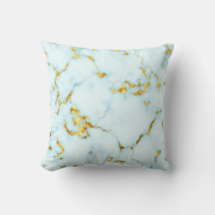 Luxurious Azure Gilded Pottery Motif Ceramic  Art Throw Pillow