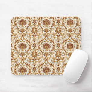 Luxurious Baroque Gold Ornament on Ivory Mouse Pad