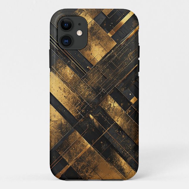 Luxurious Black and Gold Abstract Geometric Case-Mate iPhone Case (Back)