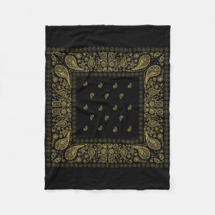 Luxurious Black and Gold Paisley Design Fleece Blanket