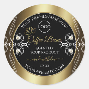 Luxurious Black and Gold Product Label Jewels Logo