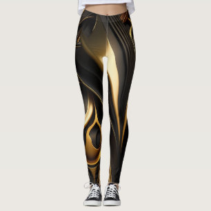 Luxurious black and gold swirls leggings