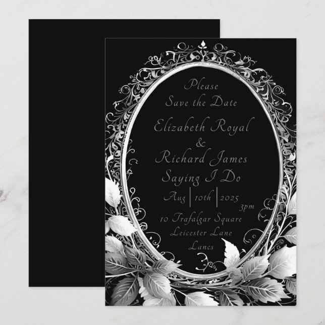 Luxurious black and gold wedding theme Elegant  Save The Date (Front/Back)