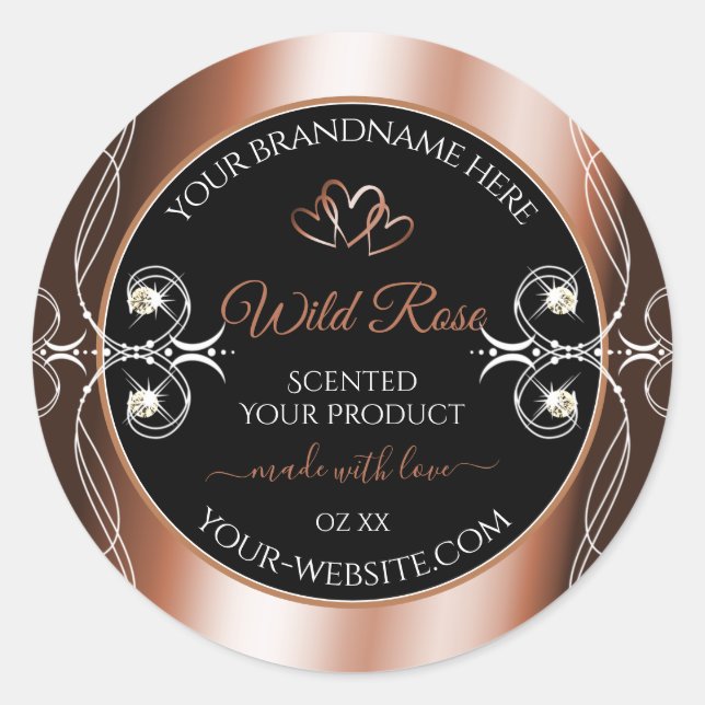 Luxurious Black and Rose Gold Decor Product Labels (Front)