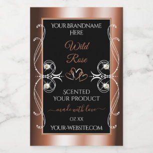 Luxurious Black and Rose Gold Decor Product Labels