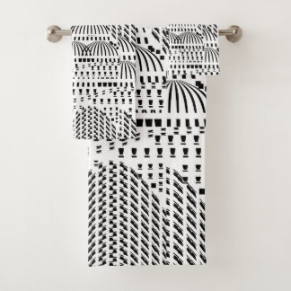 LUXURIOUS BLACK AND WHITE DOMES BATH TOWEL SET