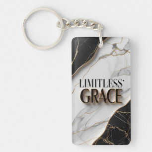 Luxurious Black and White Marble with Gold Accents Keychain
