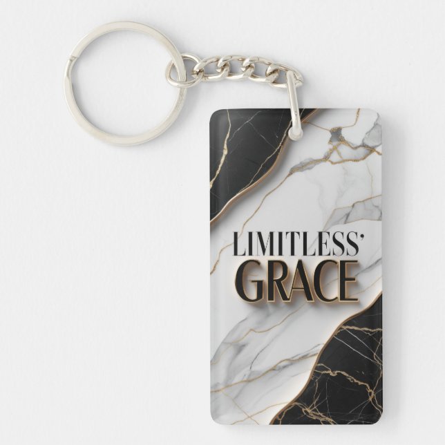 Luxurious Black and White Marble with Gold Accents Keychain (Front)