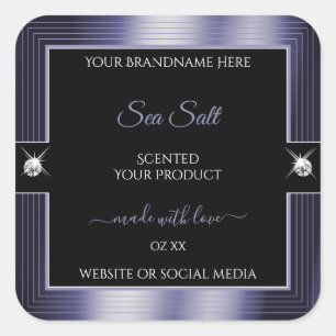 Luxurious Black Blue Shiny Brilliant Product Label