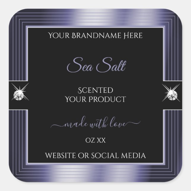 Luxurious Black Blue Shiny Brilliant Product Label (Front)