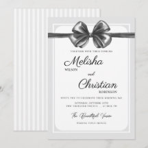 Luxurious Black Bow Wedding Invitation.
