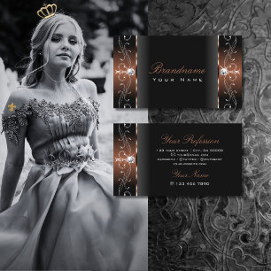 Luxurious Black Brown Squiggled Jewels Ornamental Business Card