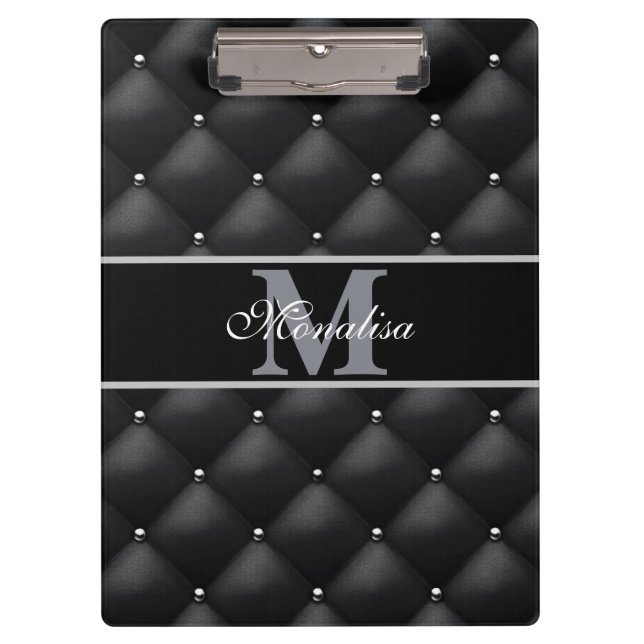 luxurious black design monogramed personalized   clipboard (Front)