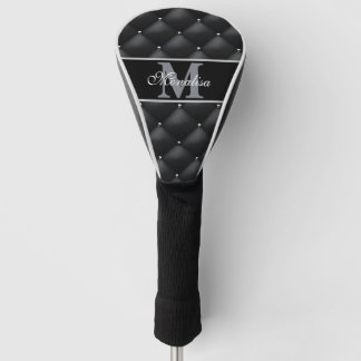 luxurious black design monogramed personalized golf head cover