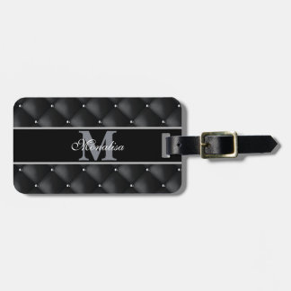 luxurious black design monogramed personalized luggage tag
