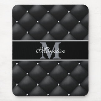 luxurious black design monogramed personalized mouse pad