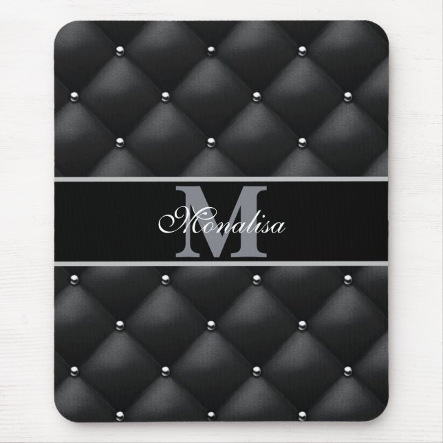 luxurious black design monogramed personalized   mouse pad (Front)