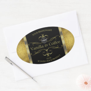 Luxurious Black Gold Borders Product Labels Logo