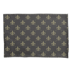 Luxurious Black Gold Fleur De Lis Pattern Pillowcase