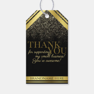 Luxurious Black Gold & Glitter Packaging Thank You Gift Tags