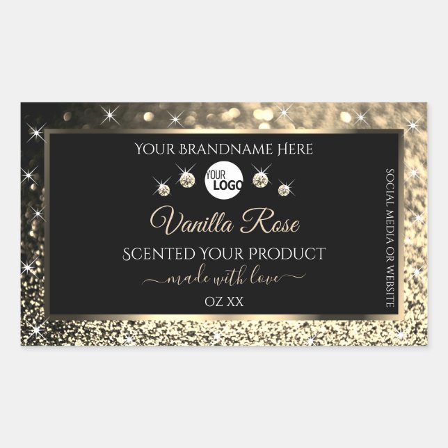 Luxurious Black Gold Glitter Product Labels Logo  (Front)