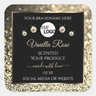 Luxurious Black Gold Glitter Product Labels Logo