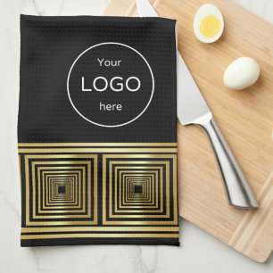 Luxurious black gold logo Restaurant chef Kitchen Towel