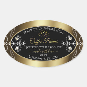 Luxurious Black Gold Product Label Shimmery Jewels