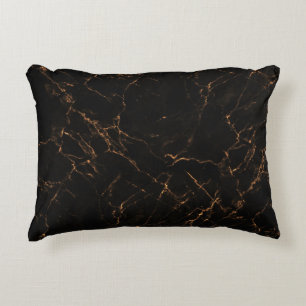 Luxurious Black Marble: Elegant Texture Accent Pillow