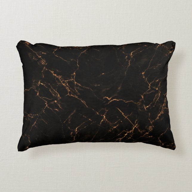 Luxurious Black Marble: Elegant Texture Accent Pillow (Front)