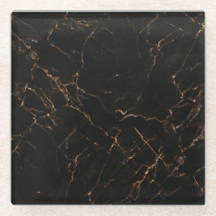 Luxurious Black Marble: Elegant Texture Glass Coaster