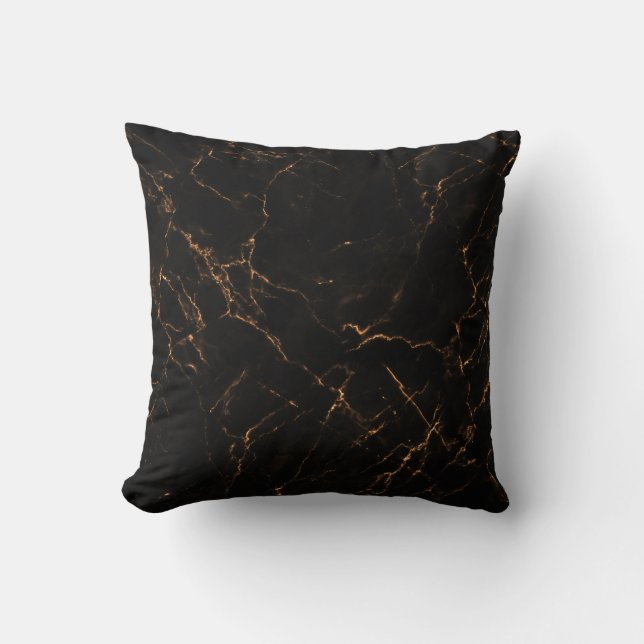 Luxurious Black Marble: Elegant Texture Throw Pillow (Front)