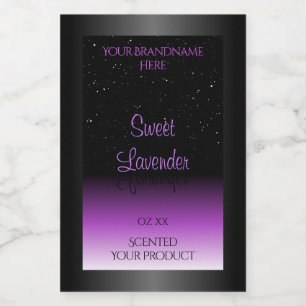 Luxurious Black Purple Product Labels Soft Glitter