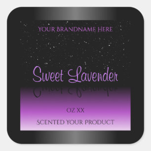 Luxurious Black Purple Product Labels Soft Glitter