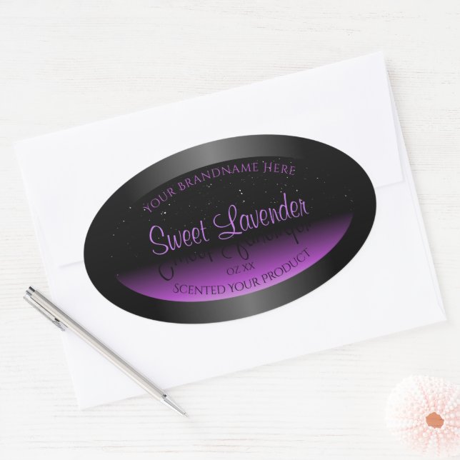 Luxurious Black Purple Product Labels Soft Glitter (Envelope)