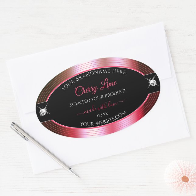 Luxurious Black Red Green Brilliants Product Label (Envelope)